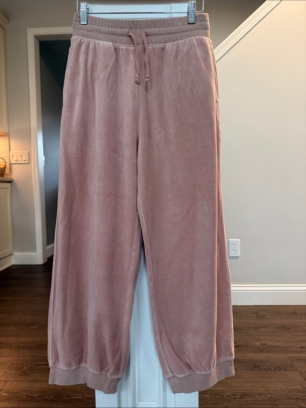 J. Crew Women's Blush Color Velvet Velour Drawstring Jogger Pants Small